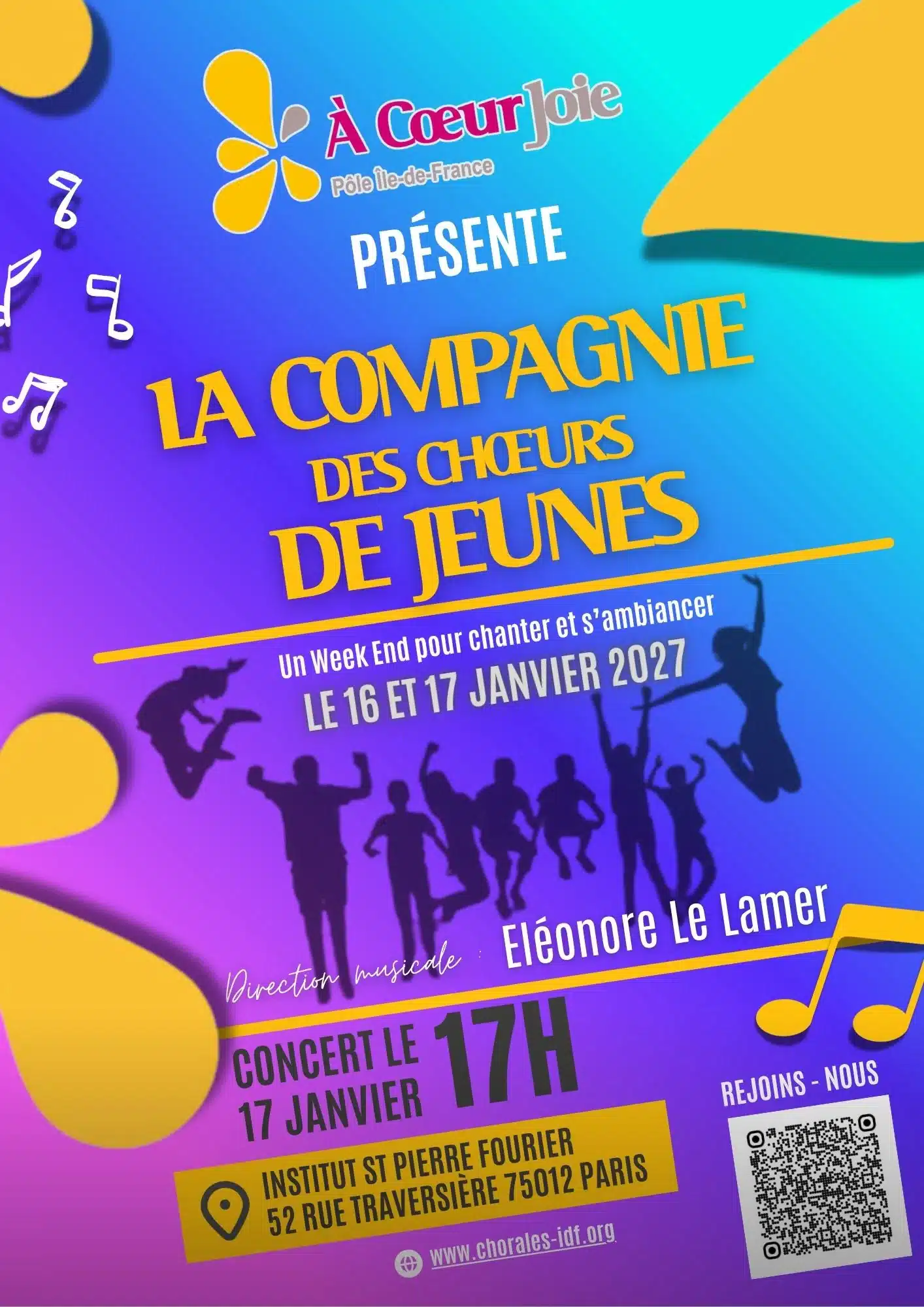 Atelier de la Compagnie de Chœurs de Jeunes les 16 et 17 janvier 2027