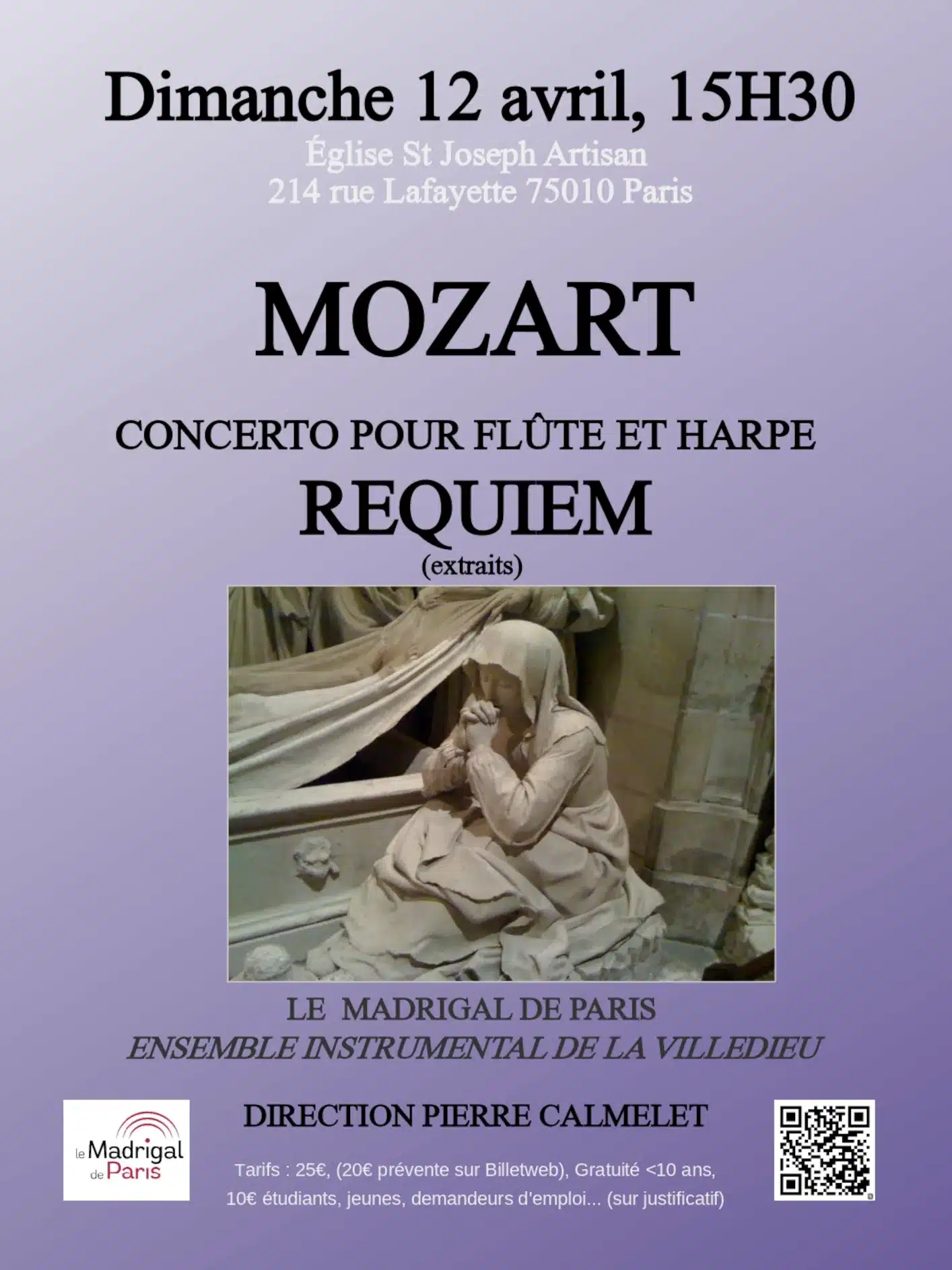 Le Madrigal de Paris et l'Ensemble Instrumental de la Villedieu en concert le dimanche 12 Avril 2026