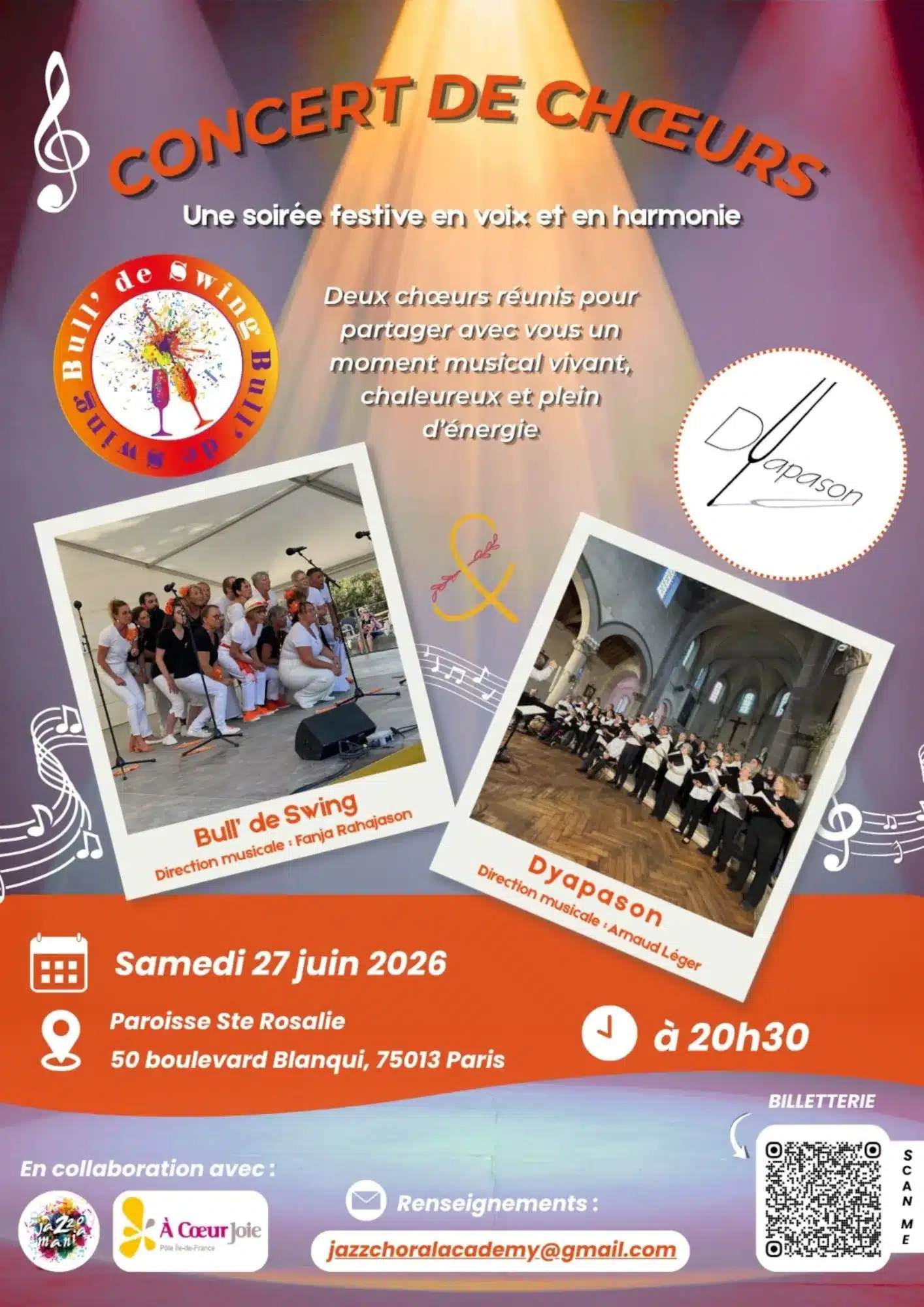 Concert de Chœurs "Bull' de Swing" & "Dyapason" le 27 juin 2026