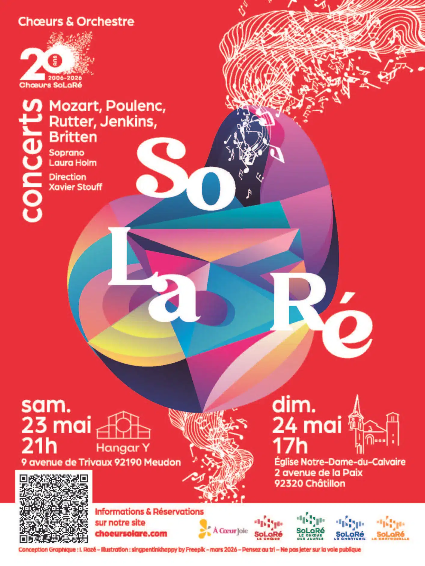 Concerts pour les 20 ans du Chœur Solaré les 23 et 24 mai 2026