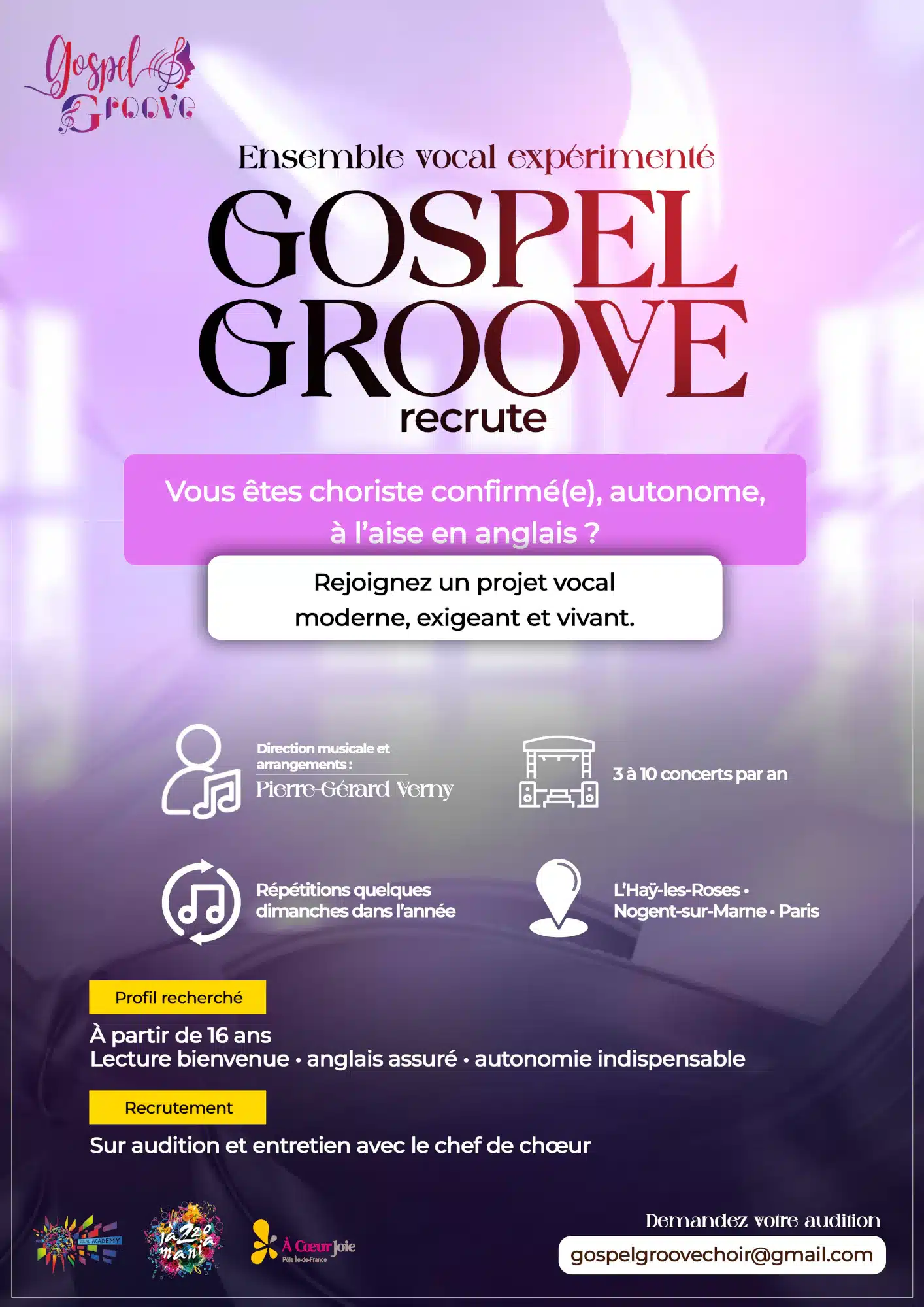 Ensemble Vocal Gospel Groove recrute