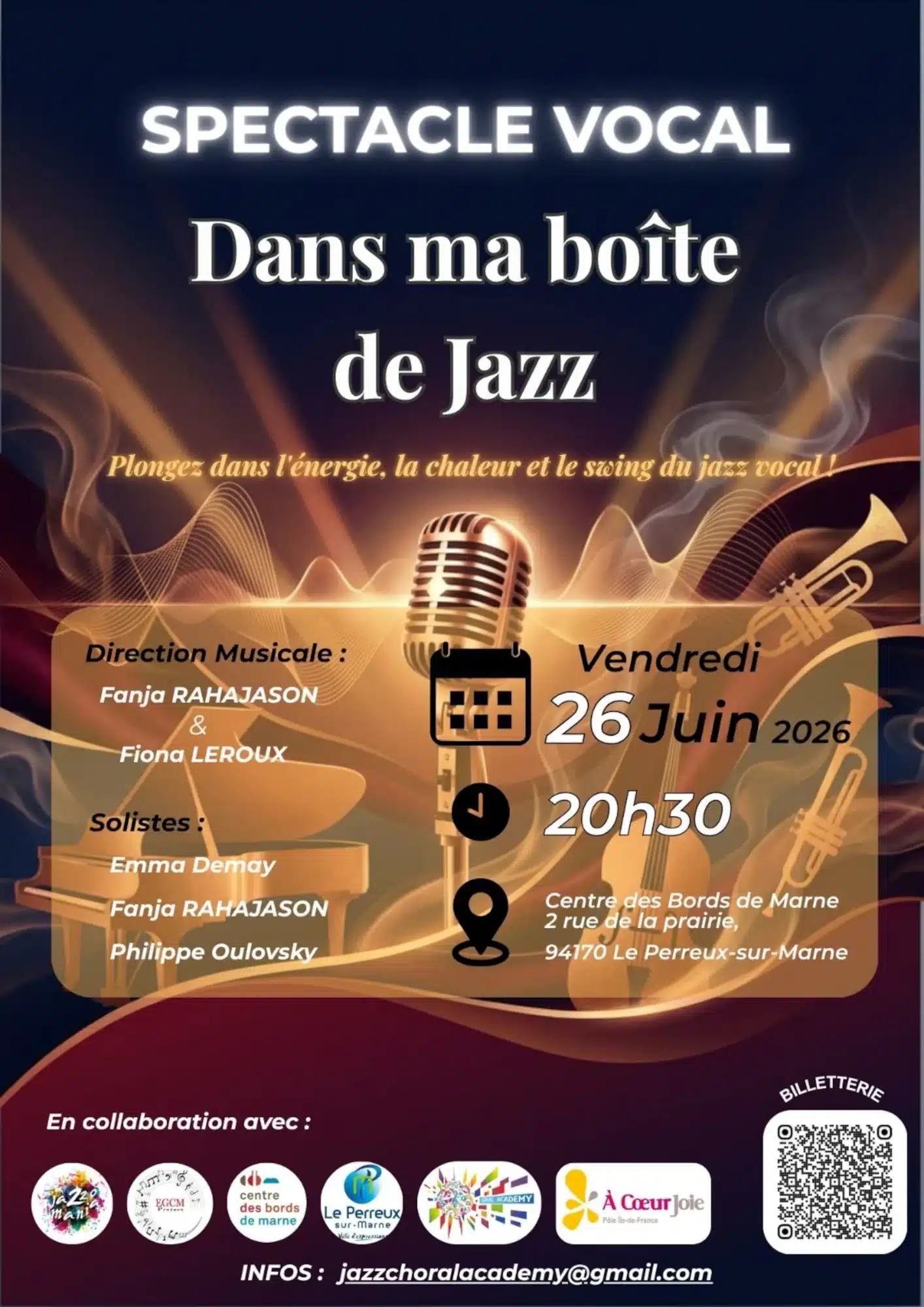 Spectacle Vocal dans ma boite de Jazz