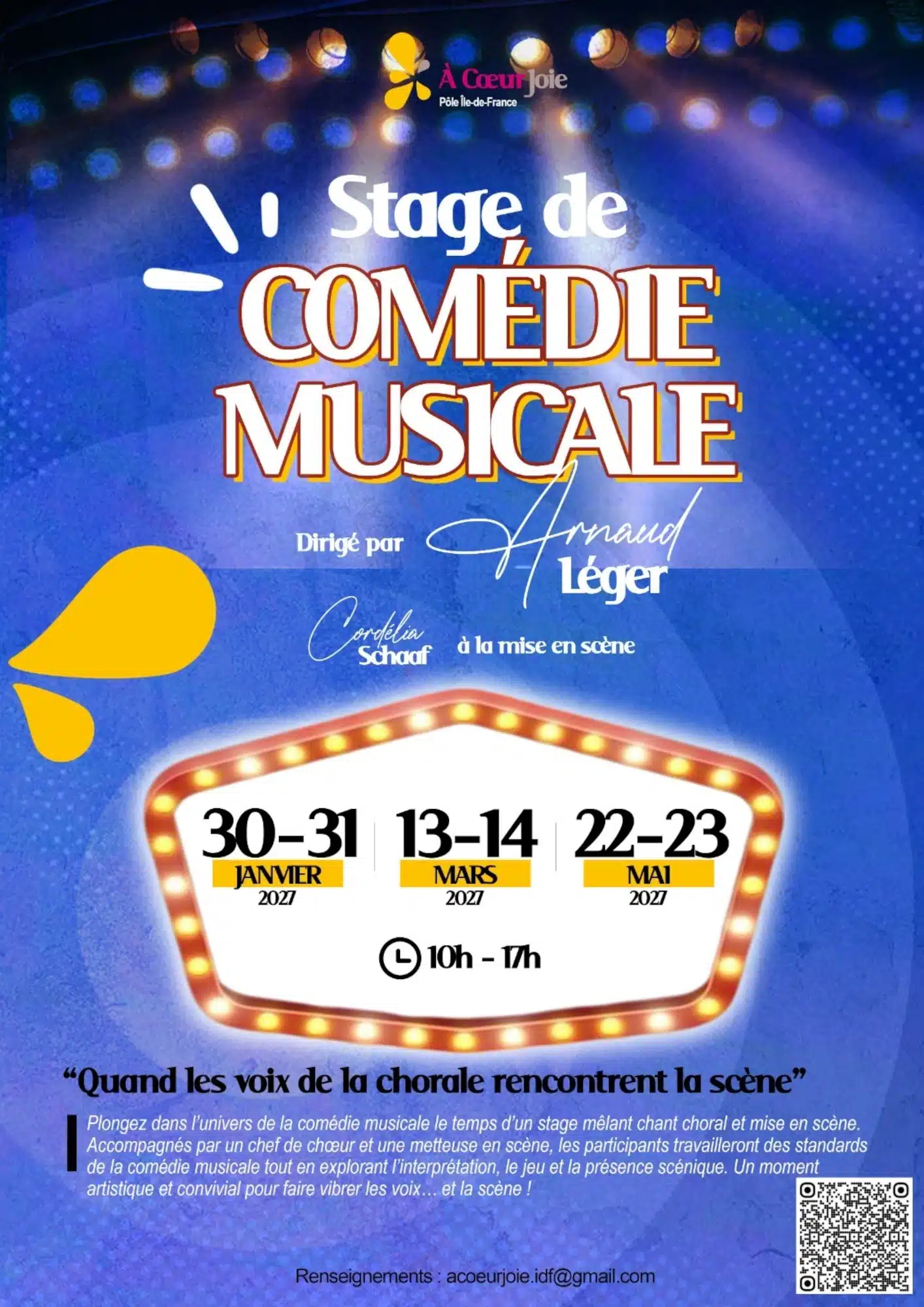 Stage Comédie Musicale dirigé par Arnaud Léger
