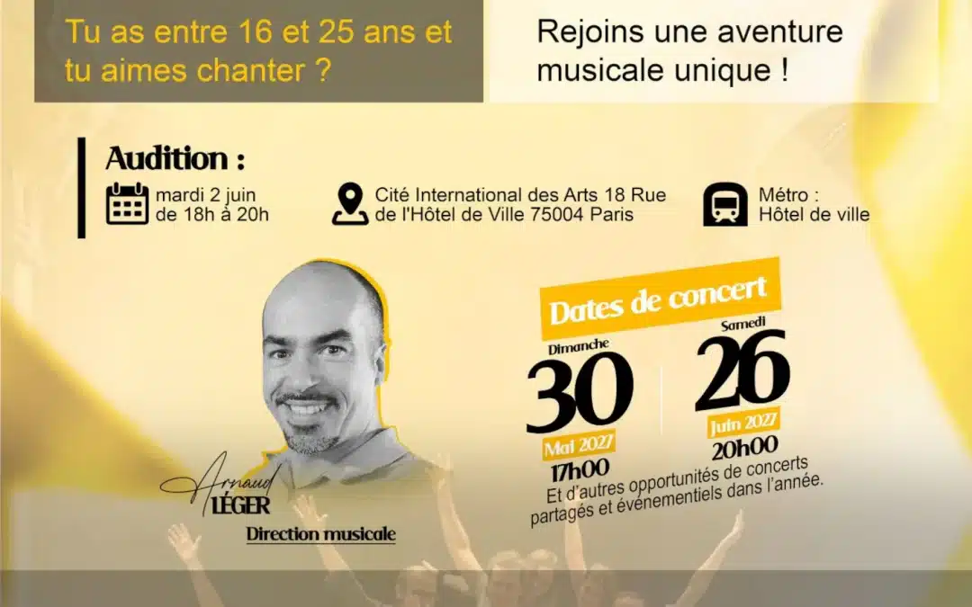 le Chœur Régional des Jeunes Ile-de-France recrute