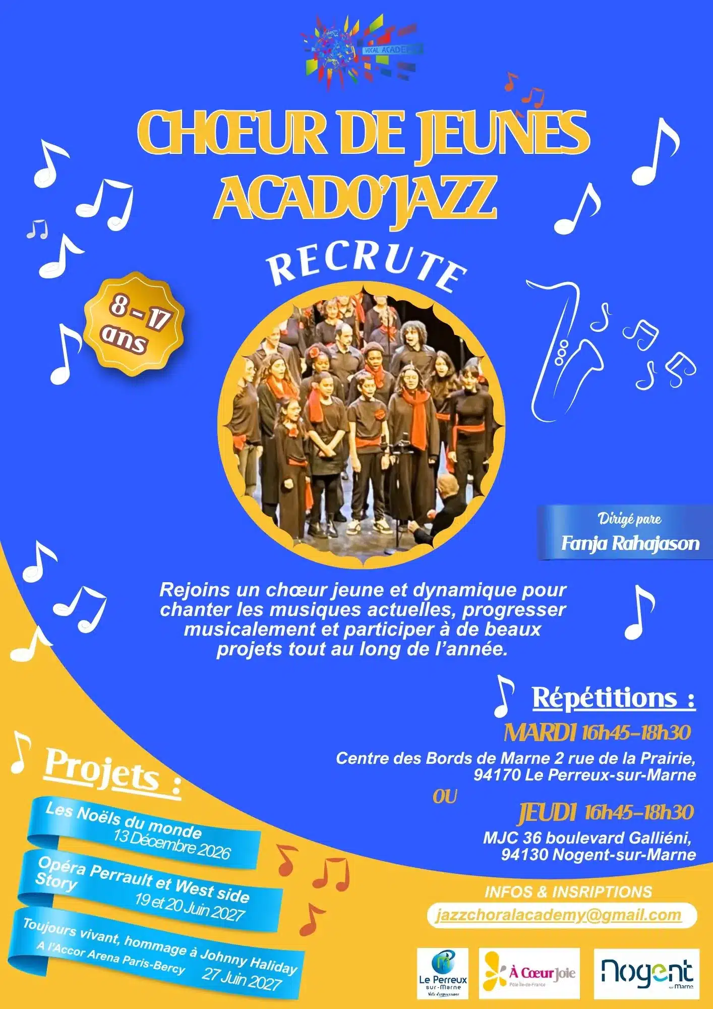 Recrutement pour le Chœur de Jeunes Acado'jazz