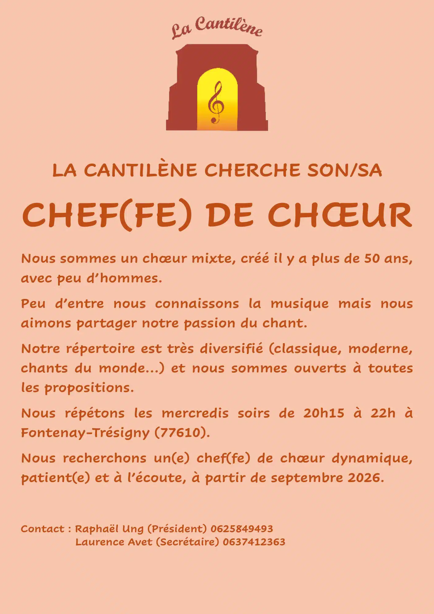 La Cantilène recherche son/sa Chef(fe) de Chœur