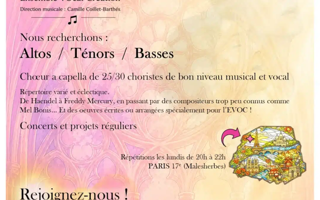 Evoc recrute Altos, Ténors, Basses