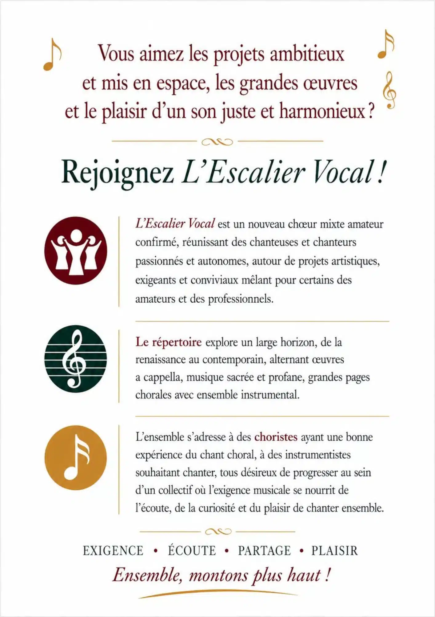 Verso flyer chorale Escalier Vocal